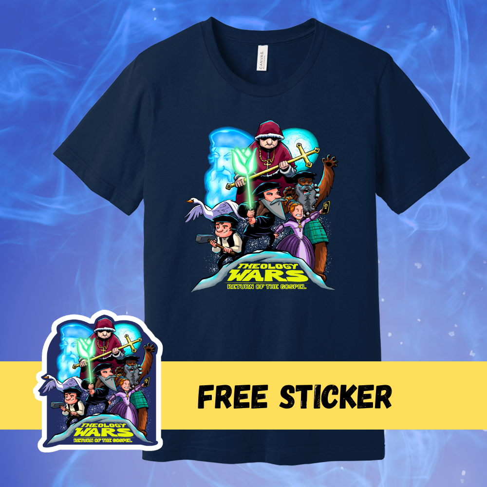 BUNDLE: Theology Wars T-Shirt (Navy) + Sticker