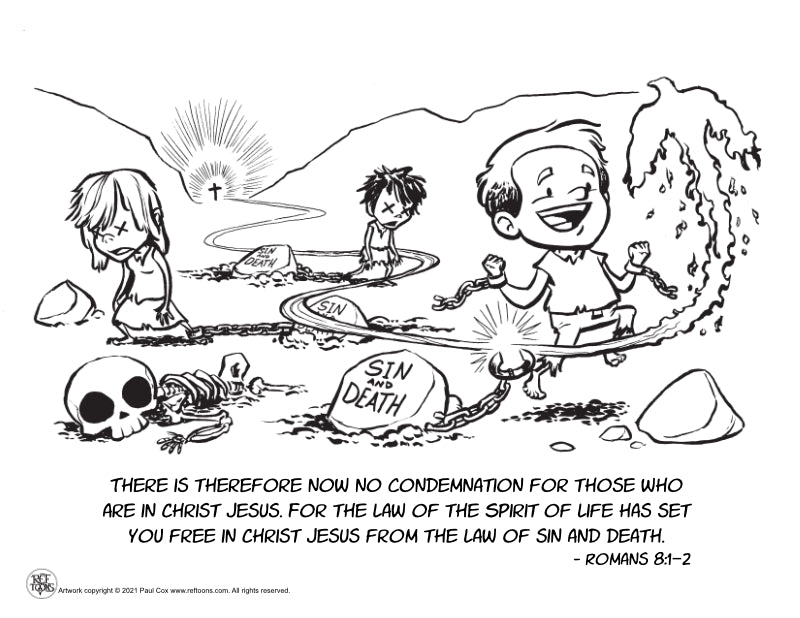 Romans 8:1-2 No Condemnation Coloring Page PDF
