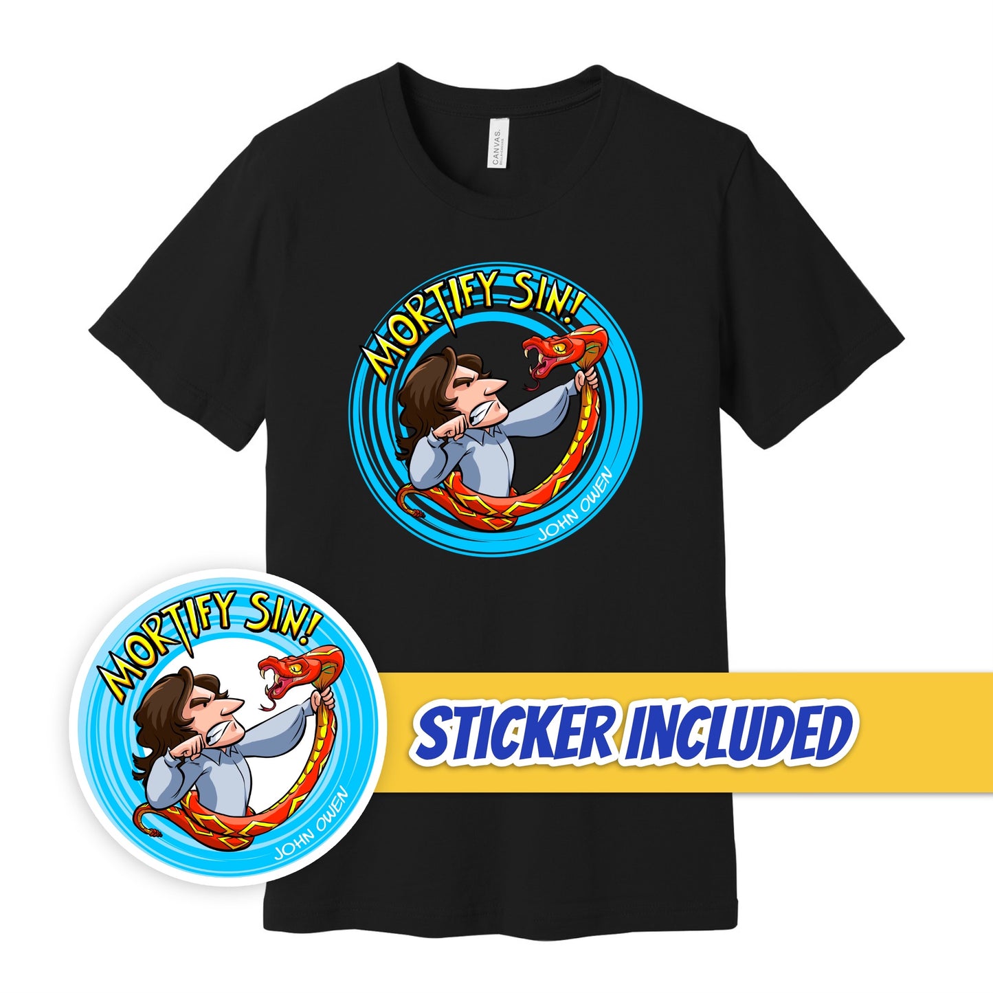 BUNDLE: Mortify Sin - Throat Grab T-Shirt + Sticker