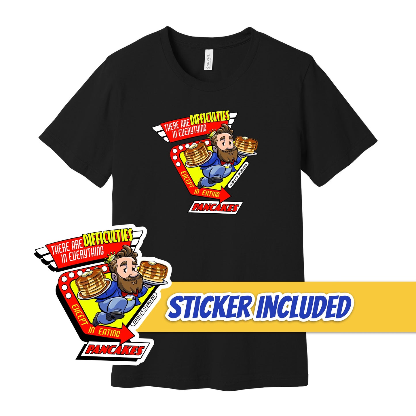 BUNDLE: Spurgeon Retro Pancakes T-Shirt + Sticker
