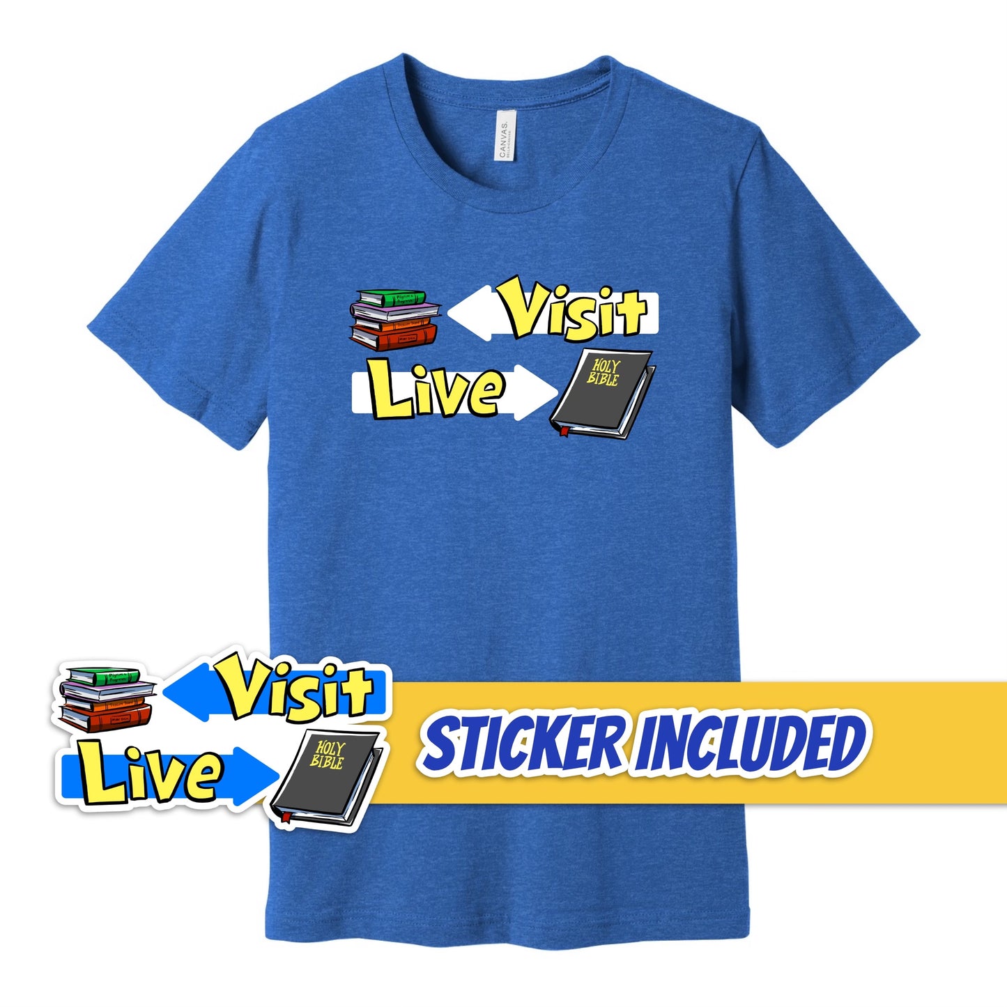 BUNDLE: Visit Many Good Books T-Shirt + Sticker