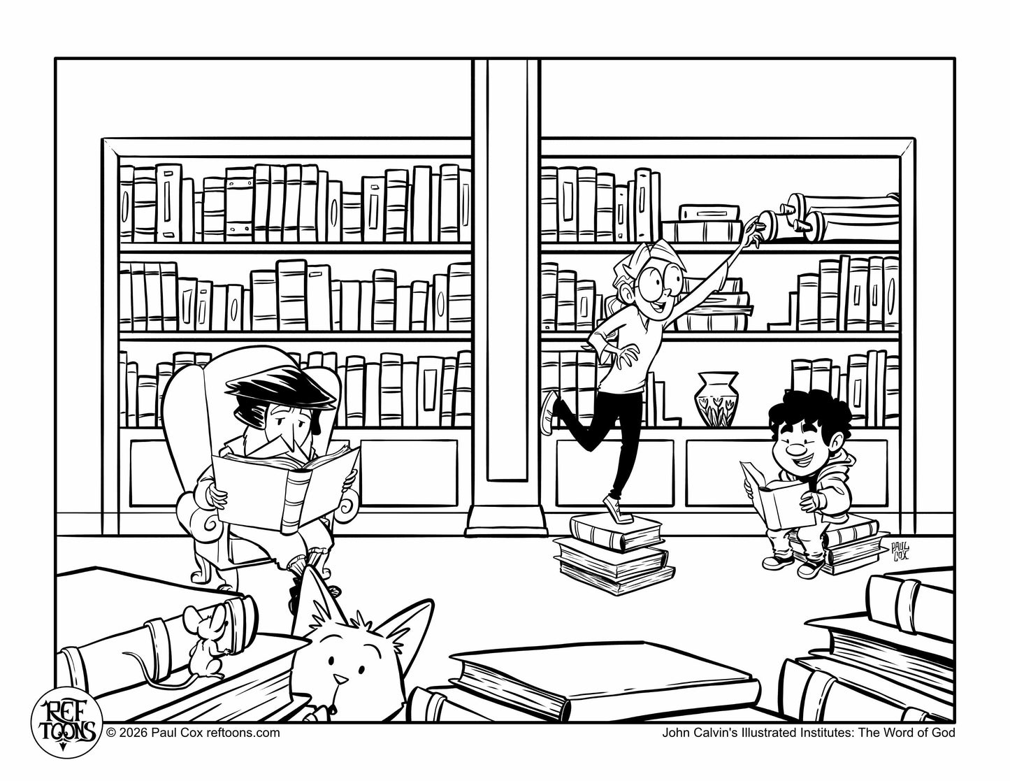 John Calvin's Study Coloring Page