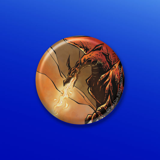 BUTTON or MAGNET:  Fire Breathing Dragon