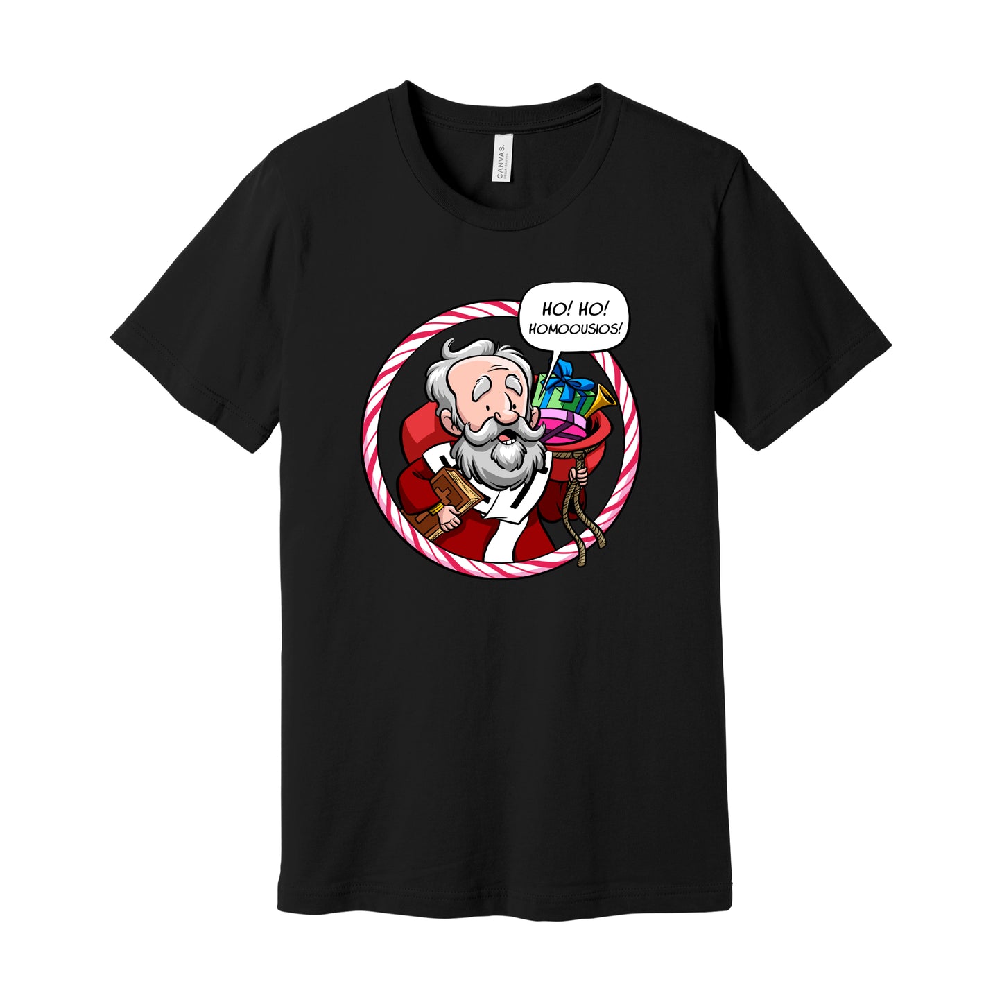 T-Shirt: Ho! Ho! Homoousios! (St. Nick)
