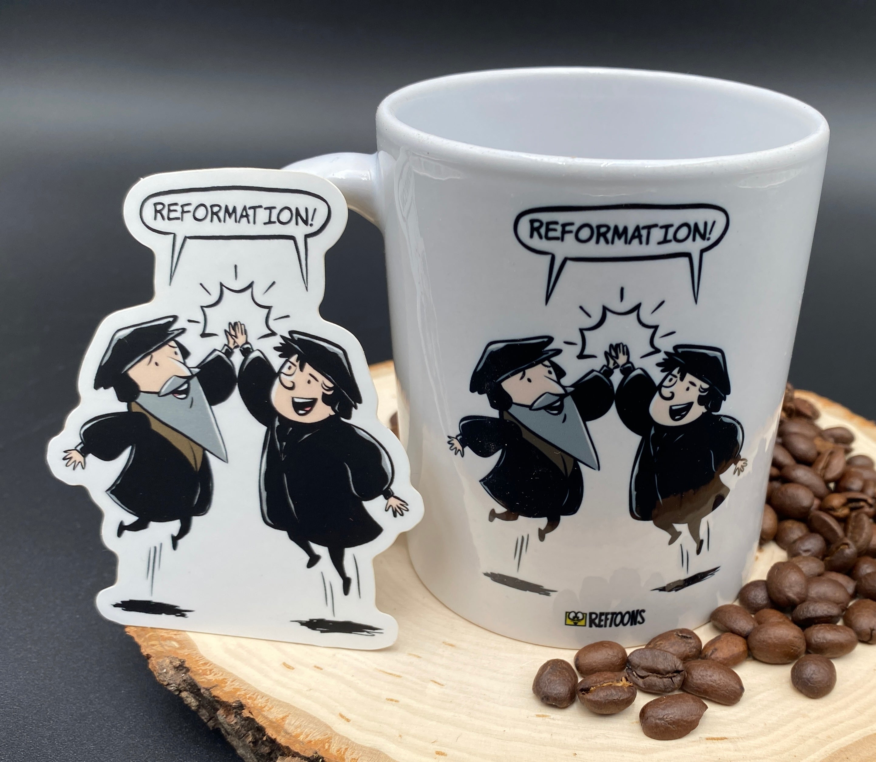 FREE STICKER + MUG: Reformation High Five – RefToons