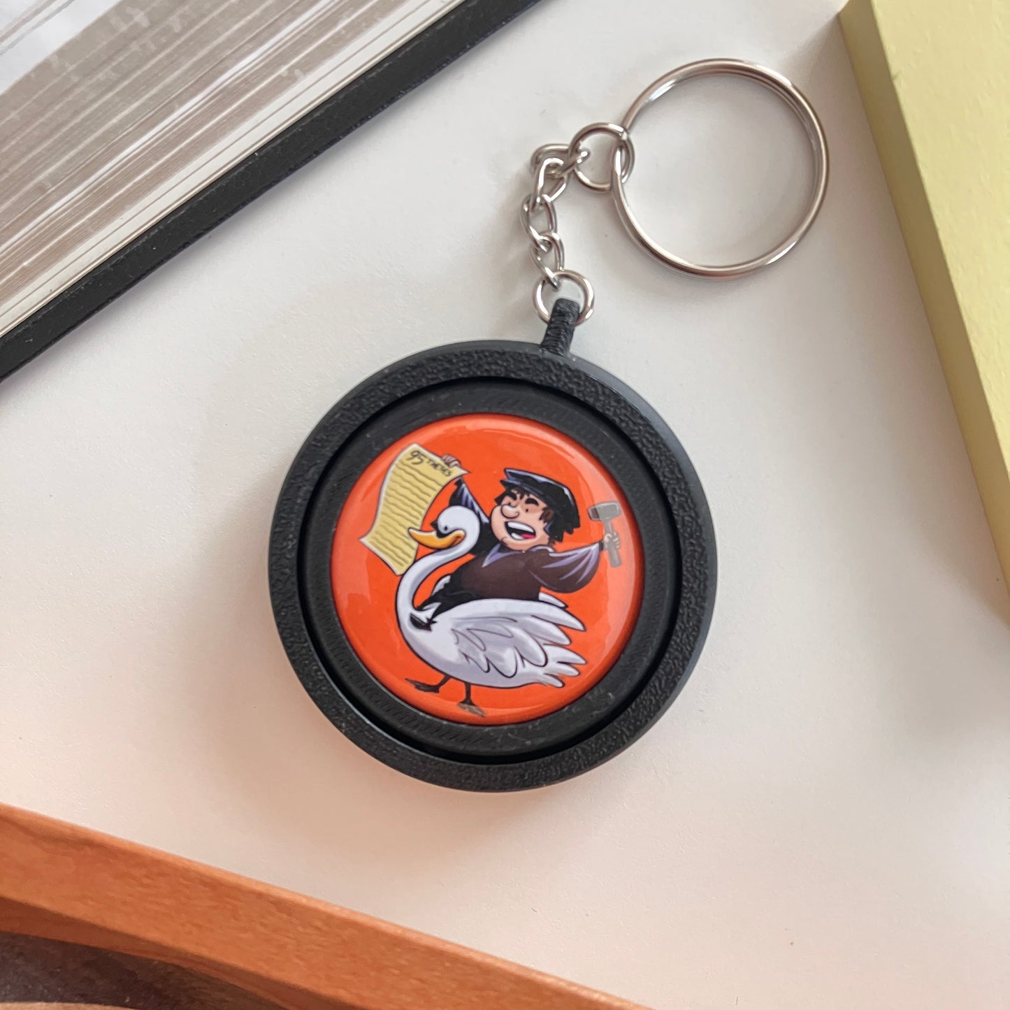 Rotating Keychain Charm: Martin Luther, "My Conscience is captive"