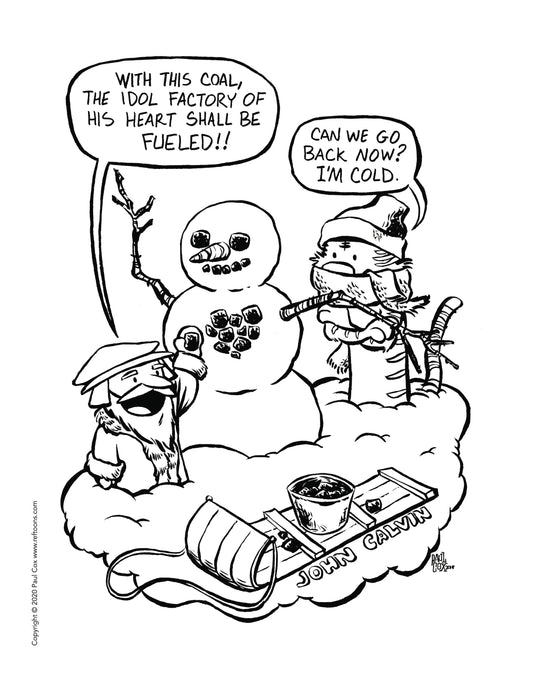 John Calvin Coal Snowman - Coloring Page PDF