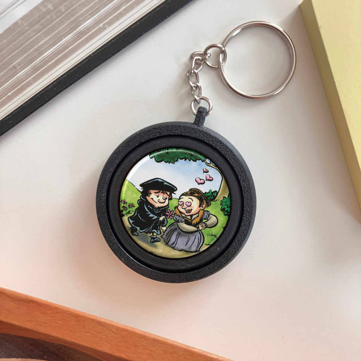 Rotating Keychain Charm: Martin and Katie Luther
