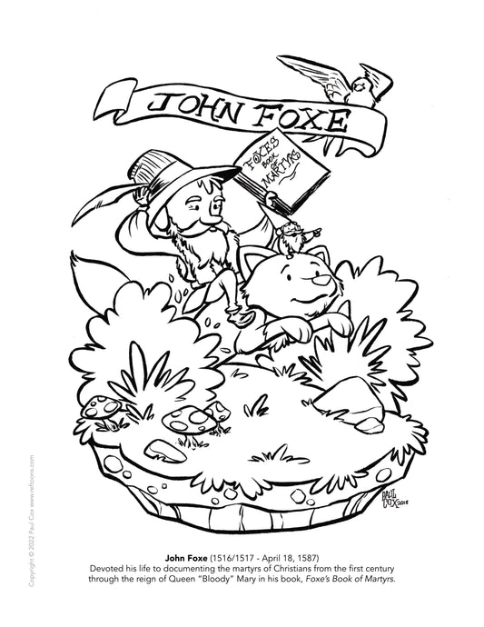 John Foxe - Foxe's Book of Martyrs - Coloring Page PDF