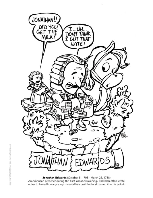 Jonathan Edwards - Jacket Full Of Notes - Coloring Page PDF