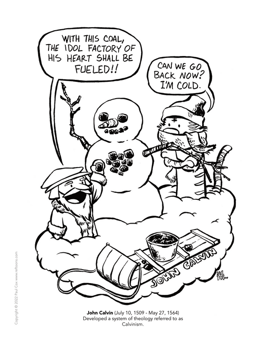 John Calvin Coal Snowman - Coloring Page PDF