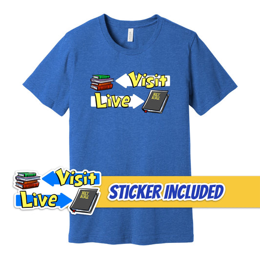 BUNDLE: Visit Many Good Books T-Shirt + Sticker