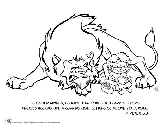 1 Peter 5:8 - Be Sober Minded Coloring Page PDF