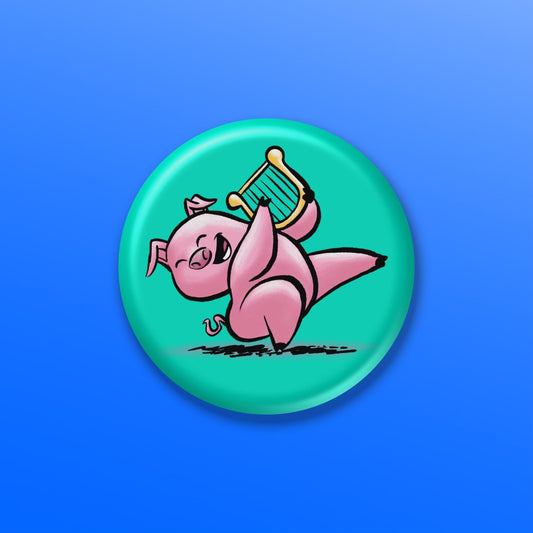 BUTTON or MAGNET: Harpist Pig