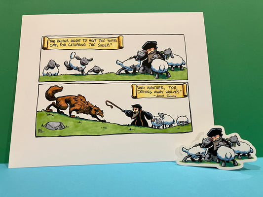 BUNDLE: John Calvin Shepherd 8x10 + Sticker